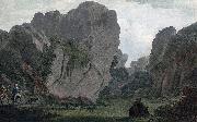 John William Edy Romantic scene in Heliesund oil on canvas